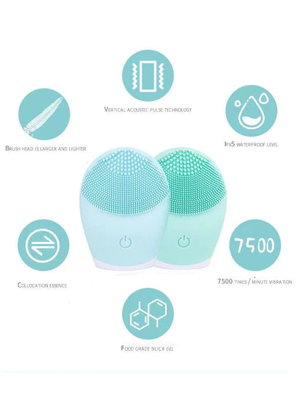 Electric Silicone Facial Cleanser Massager Skincare Massage Tool Beauty Machine Vibration Cleaning Of Pores Self Provided Batter