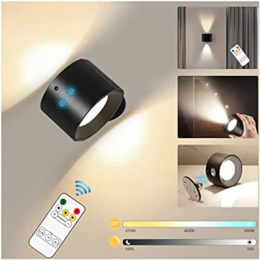 Led 2 in 1 Wall Lights Touch Control 2000mah Battery Usb Recharge 360° Rotatable Wireless Portable  Bedroom Reading Night Lamp