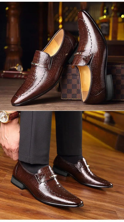 Men leather shoes new style luxury crocodile pattern men business formal shoes casual social shoes men wedding shoes