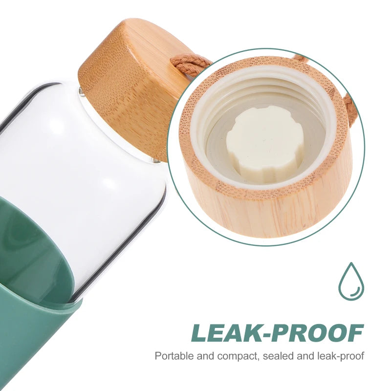 Outdoor Glass Cup Mini Water Bottles Student Water Bottles Portable Water Cup Drinking Cup With Bamboo Cover