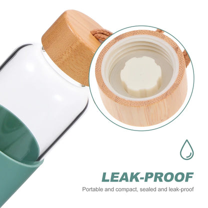 Outdoor Glass Cup Mini Water Bottles Student Water Bottles Portable Water Cup Drinking Cup With Bamboo Cover