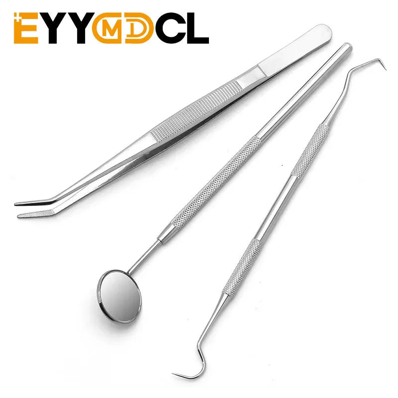 Dental Tool Set Dental Mirrors Oral Scope Tweezers 3pcs Stainless Steel Teeth Cleaning Tool Oral Dental Cleaning Kit Dentist