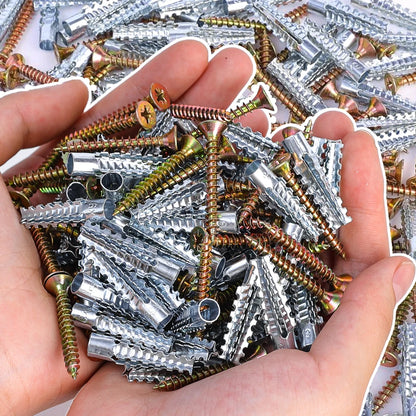 Heavy Duty Steel Wall Anchor With Screws Kit Metal Tube Expansion Self Tapping Screw Drywall Drilling Plug Fastener Bolt Anchors