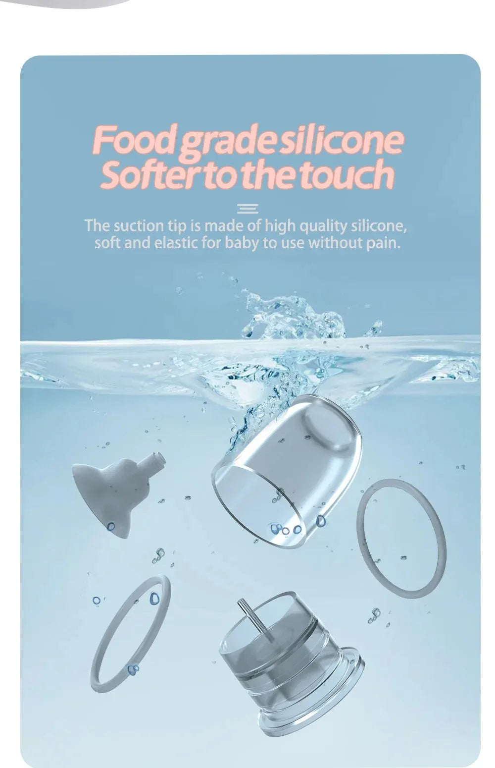 Baby Electric Nasal Aspirator Low Noise 3 Suction Levels Rechargeable Nose Sucker Cleaner Snot Booger Mucus Remover For Infant