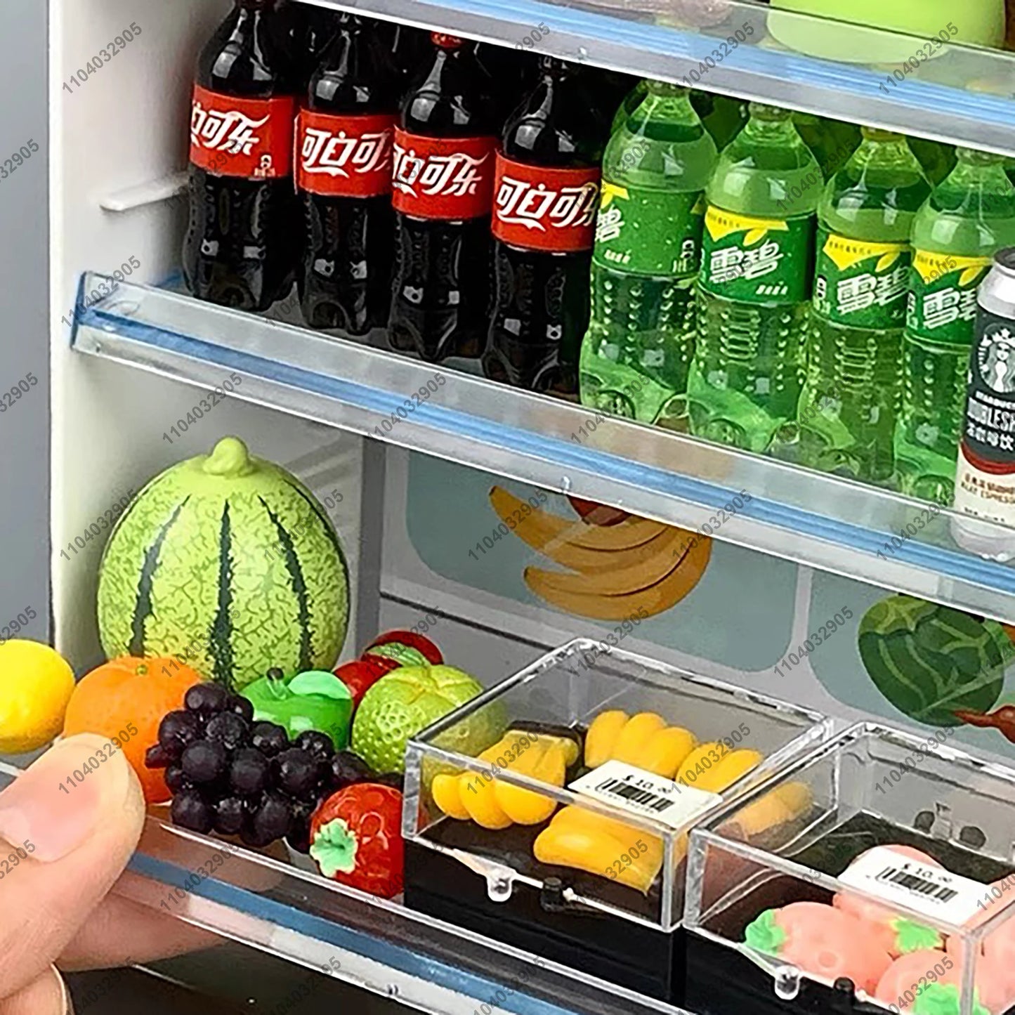 Miniature Shop Furniture Fridge Freezer Shelf Cool Drink Food Items Toy Mini Handcraft Dollhouse Simulation Scenario Display