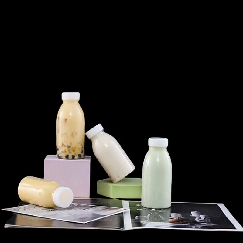 6pcs Small Plastic Bottle 100ml Milk Bottles Small Juice Bottles Leakproof Milk Bottles Portable Beverage Bottles Plastic Water