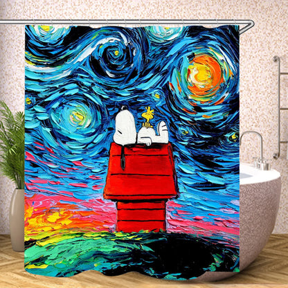 Snoopy Anime Funny Cute Shower Screen Bath Curtain Toilet Accessories Bathroom Sets Full Setluxury