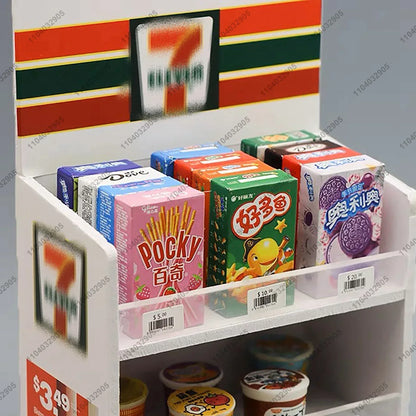 Miniature Shop Furniture Fridge Freezer Shelf Cool Drink Food Items Toy Mini Handcraft Dollhouse Simulation Scenario Display