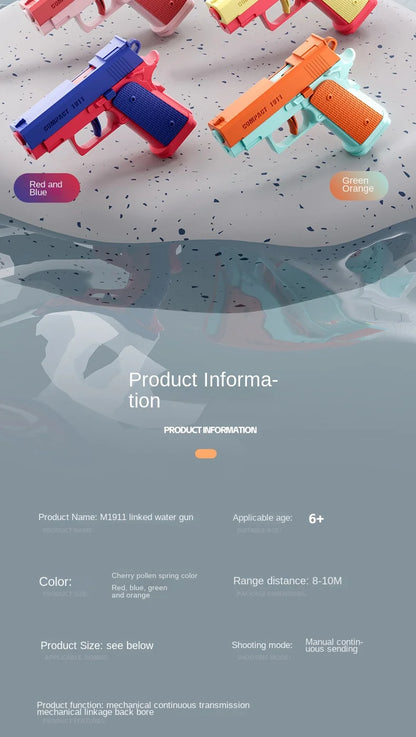 water gun 1911 shape Play Water Water Gun Manual operation running fire water gun Outdoor Water Children Festival birthday Gift