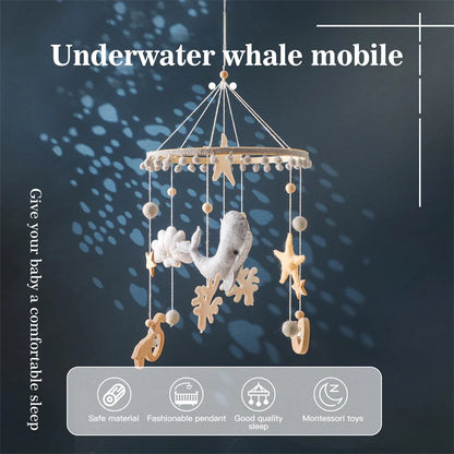 Newborn Baby Rattles Toys 0-12 Months Soft Felt Whale Bed Bell Infant Mobile Crib Hanging Musical Carousel Toy Boys Girls Gift