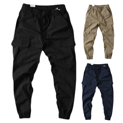 Summer Trousers Wear-resistant Summer Cargo Pants Breathable Multi Pockets Elastic Waist Summer Cargo Pants Mid Waist