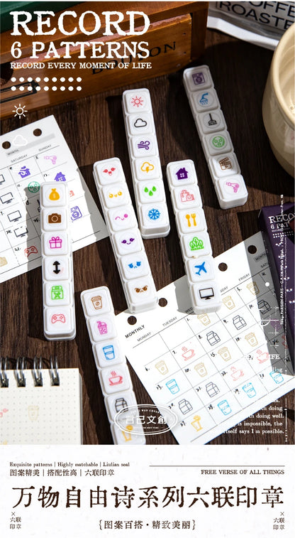 6 pcs，Teacher seals，Commendation Seal，Award Seal，Teacher Evaluation Award Seal，Cartoon color seal，Stationery Scrapbook supplies