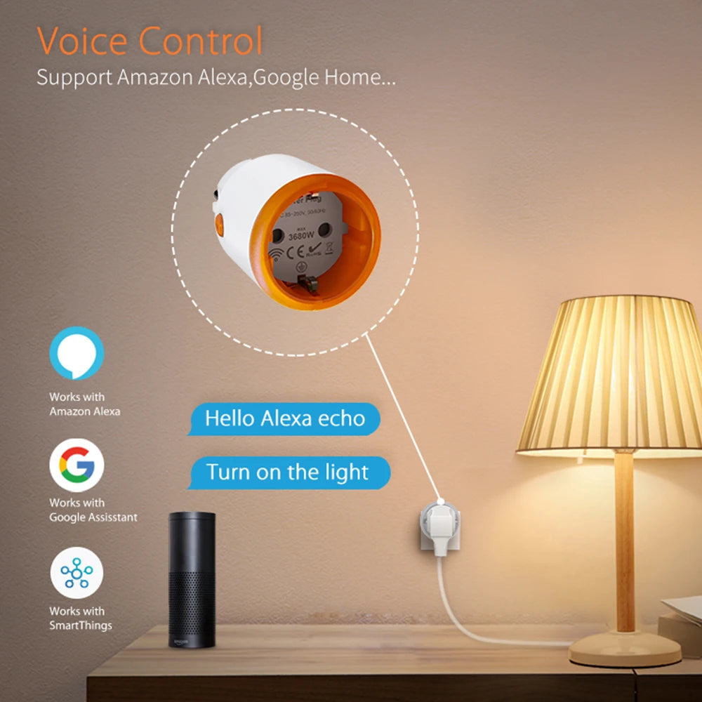 Smart Zigbee Plug Socket 3680W 16A Power Energy Monitoring Timer Switch EU Outlet Home Assistant Zigbee2mqtt