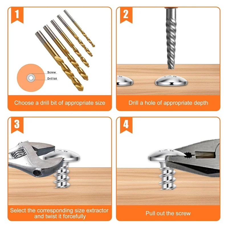 SOFT-10-Piece Screw Extractor Set, For Removing Stripped Screws And Broken Bolts Drill Bit Extractor Set