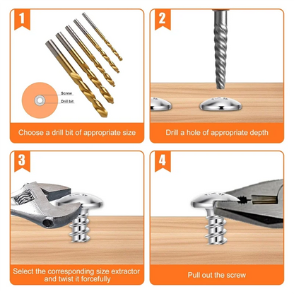 SOFT-10-Piece Screw Extractor Set, For Removing Stripped Screws And Broken Bolts Drill Bit Extractor Set
