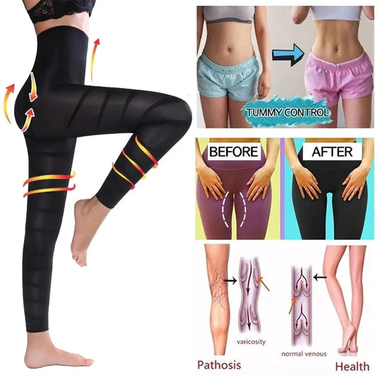 High Waist Leggings Women Sculpting Firm Control Leg Tummy Flat Skinny Slimming Tights Thigh Slimmer Footless Pants Stretchy