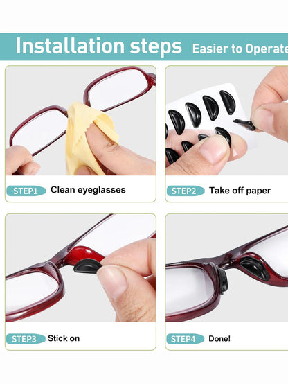 5pairs Eyeglasses Anti Slip Nose Pads Soft Silicone Adhesive Glasses Nose Pads for Plastic Frame Glasses Sunglasses(Black/White)