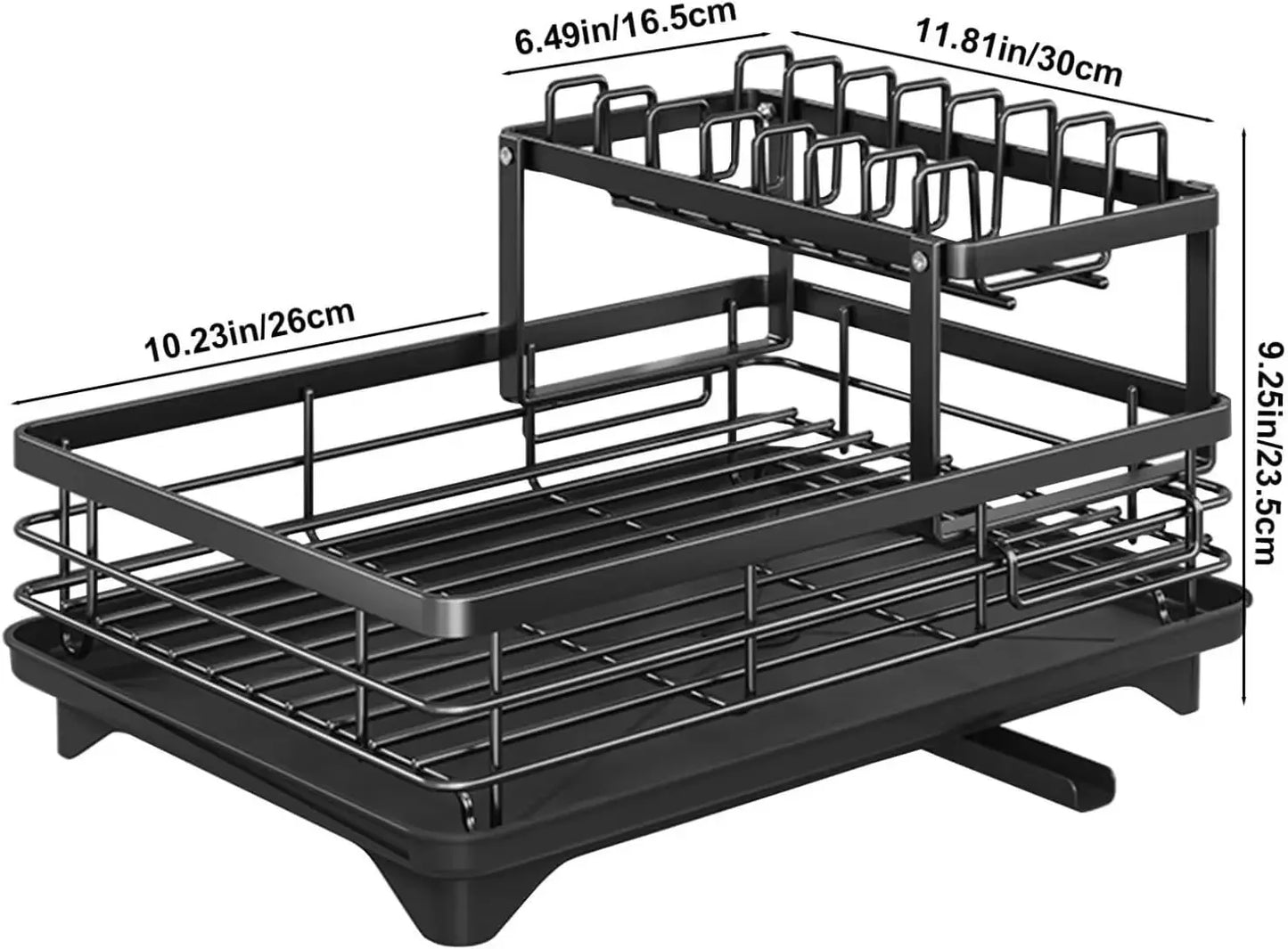 Kitchen Organizer Extendable Dish Drying Racks for Kitchen Counter and Over Sink, Multifunctional Dish Rack with Cutlery