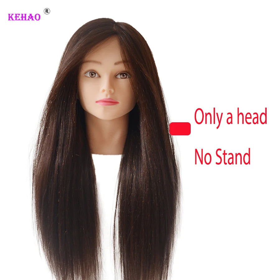 85%Real Hair Doll Head For Hairstyle Professional Training Head Kit Mannequin Head Styling To Practice Hot Curl Iron Straighten