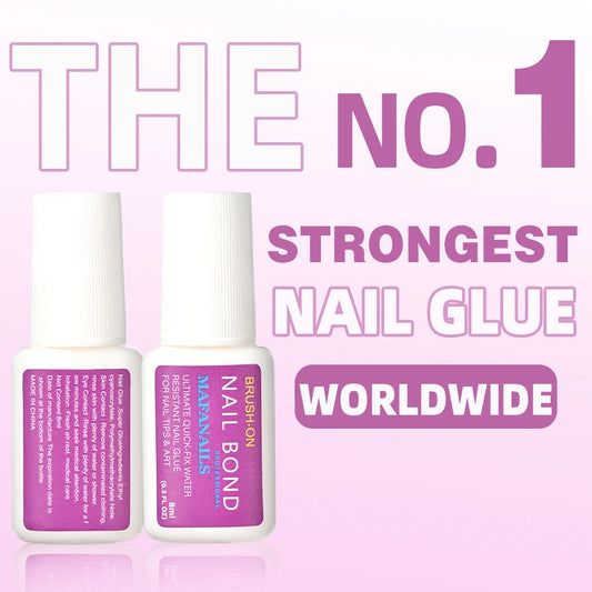 8ML Strong Nail Glue for Press on Nails Adhesive Broken Nail Repair Brush-on Nail Glue Rhinestone Charms Acrylic Tips Bond Glue