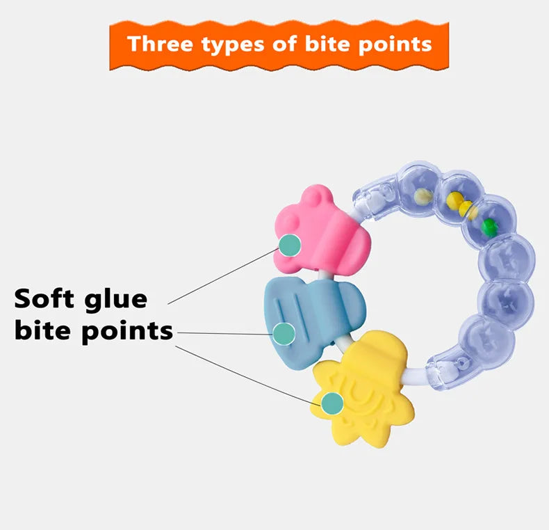 Baby Fruit Style Soft Rubber Rattle Teether Toy Newborn Chews Food Grade Silicone Teethers Infant Training Bed Toy Chew Toys Kid