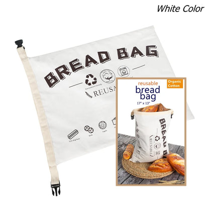 Bread Bag Organic Reusable Bread Bags for Homemade Bread Gift Giving Fresh Keeping Bread Container with Double Lining Large Loaf