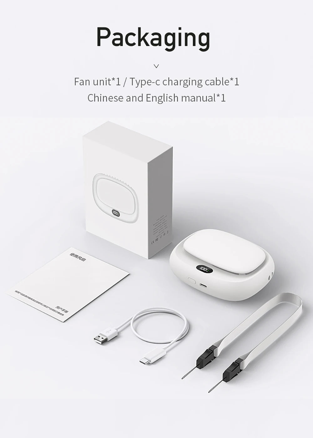 Portable Neck Fan Mini Waist Fan USB Rechargeable Bladeless Portable Hanging Neck Fan Wireless Waist Clip Fan for Outdoor Travel