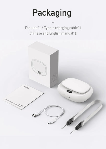 Portable Neck Fan Mini Waist Fan USB Rechargeable Bladeless Portable Hanging Neck Fan Wireless Waist Clip Fan for Outdoor Travel