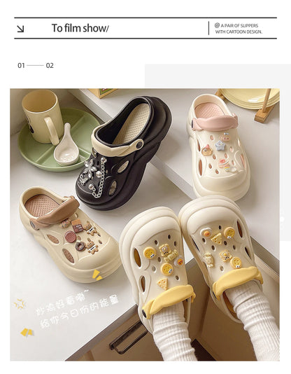 Women Thick Bottom Hole Shoes Summer Beach Platform Sandals Fashion Comfortable Indoor Outdoor Slippers