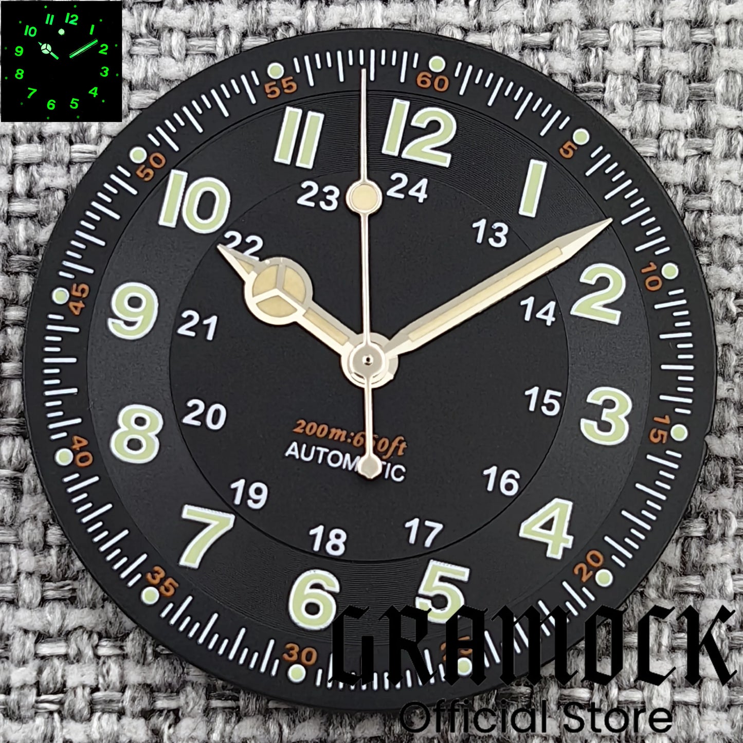 Gramock Classics Sterile 29mm Pilot Black Watch Dial Part for NH35/36 ETA PT5000 Miyota Mingzhu DG ST2130 Movement Part Hand Set