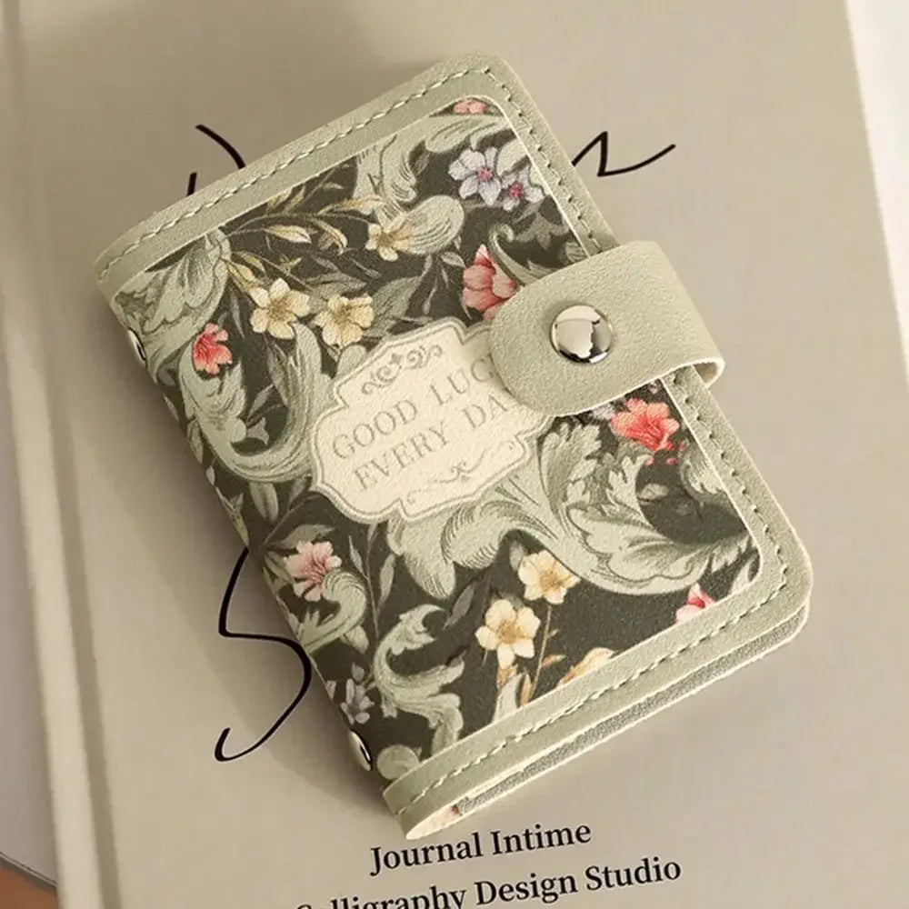 RFID Blocking ID Card Holder Creative 20 Card Pockets PU Leather Mini Wallets  Laminated Concealed Pull-out Business Card Case