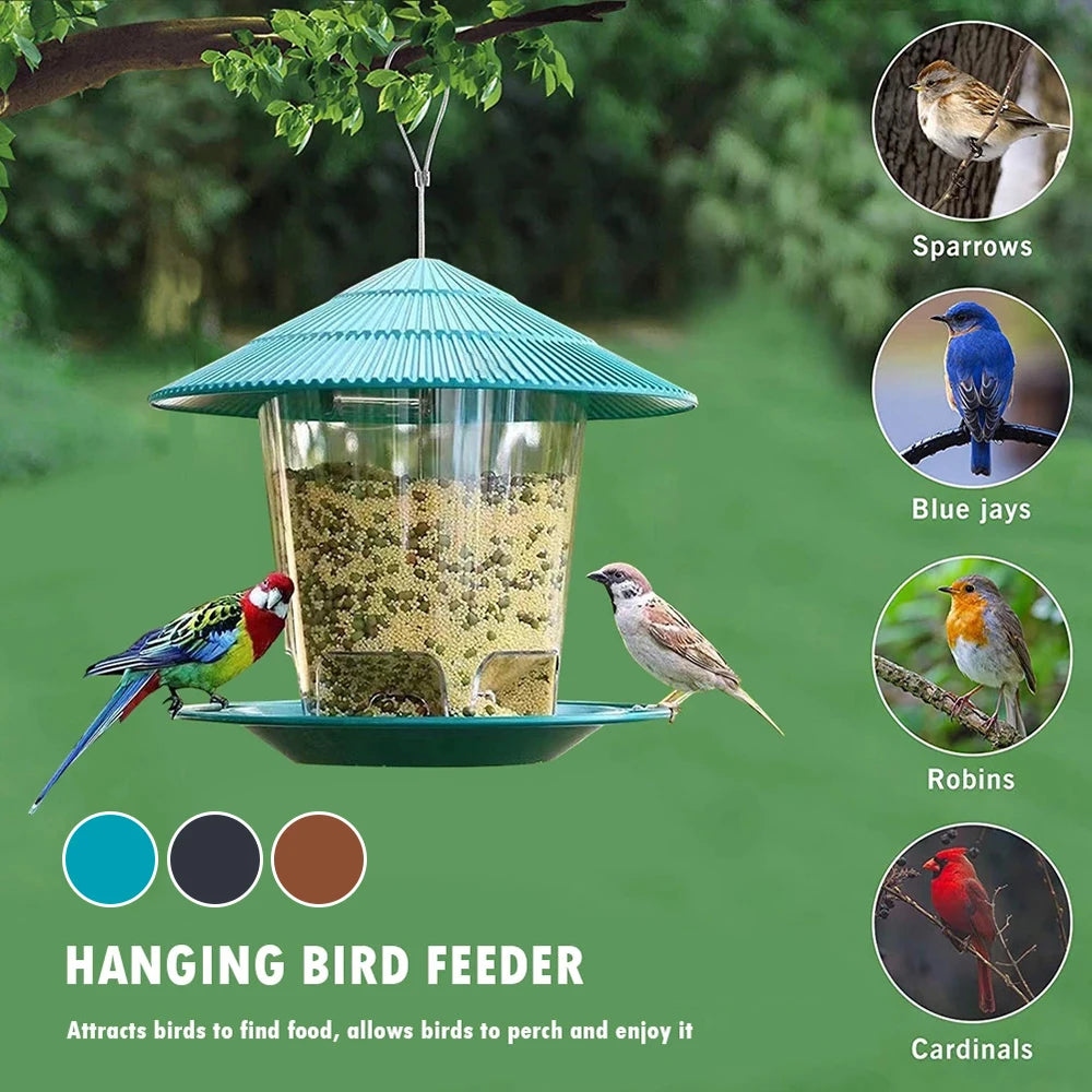 Bird Feeder For Outdoors Hanging Heavy Duty Weather Resistance Wild Bird Feeder Ideas For Bird Lovers Food Container With Rope