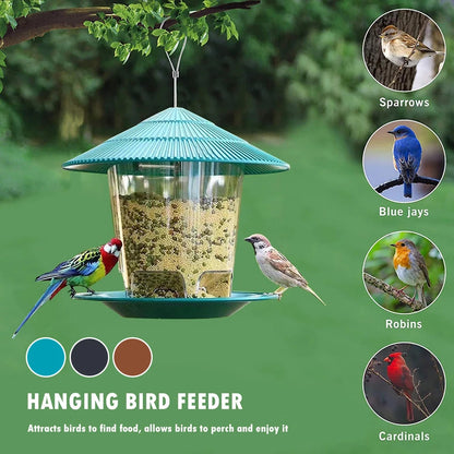 Bird Feeder For Outdoors Hanging Heavy Duty Weather Resistance Wild Bird Feeder Ideas For Bird Lovers Food Container With Rope