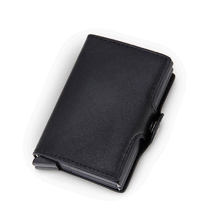 RFID Blocking Men Wallet Credit Card Holder Leather Card Wallet Double Metal Box ID Card Holder Money Clip Purse New 2023
