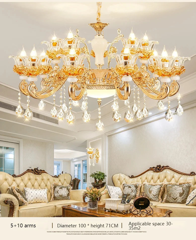 Flower Glass Lampshade Crystal Pendant Lamp Living Room Dining Room Bedroom Hall Villa New Design Hot Sale Decorative Chandelier