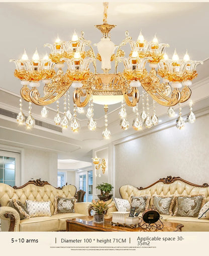 Flower Glass Lampshade Crystal Pendant Lamp Living Room Dining Room Bedroom Hall Villa New Design Hot Sale Decorative Chandelier