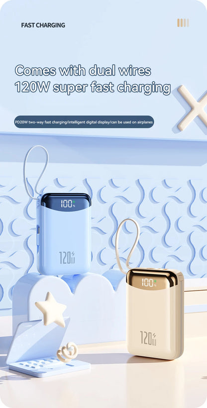 120W Power Bank With Charging Cables 100000mah Large Capacity Portable External Battery For Multi Phones Emergency Supply