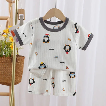 T-shirts Baby Clothes New Summer Children's Clothing  Children's Short Sleeved Shorts Suit Boys Girls Cotton