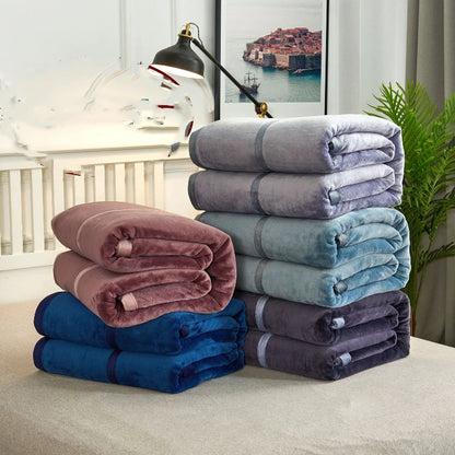 High Weight Flannel Blanket, Casual Solid Color Sofa Blanket, Thickened Warm Blanket, Winter Bed Sheet, Coral Fleece Blanket