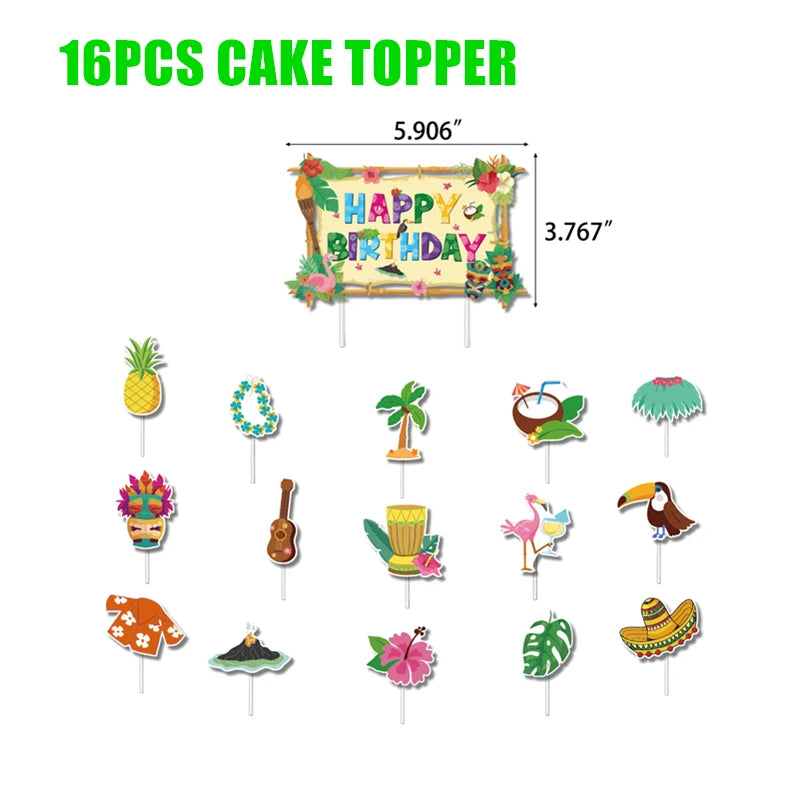 Hawaii Party Decorations Disposable Tableware Hawaii Summer Tropical Party Supplies Flamingo Aloha Birthday Party Decoration