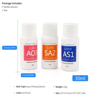 AS1 SA2 AO3 30ml High Concentrated Solution Liquid For  Dermabrasion Beauty Machine Kit of 3 Serums Skin Deep Cleaning Skin Care