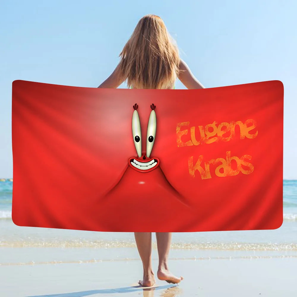 S-SpongeBobs Cartoon Beach Towels Shower Towel Sauna Travel Spa Microfiber Quick Dry Gym Accessories Cute Room Decor