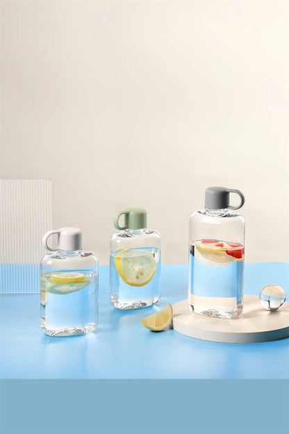 Water Botlte Flat Bpa Free Sport Clear Plastic Crystal Drinks Kettle Notebook Milk Juice Transparent Drinkware Birthday Gift