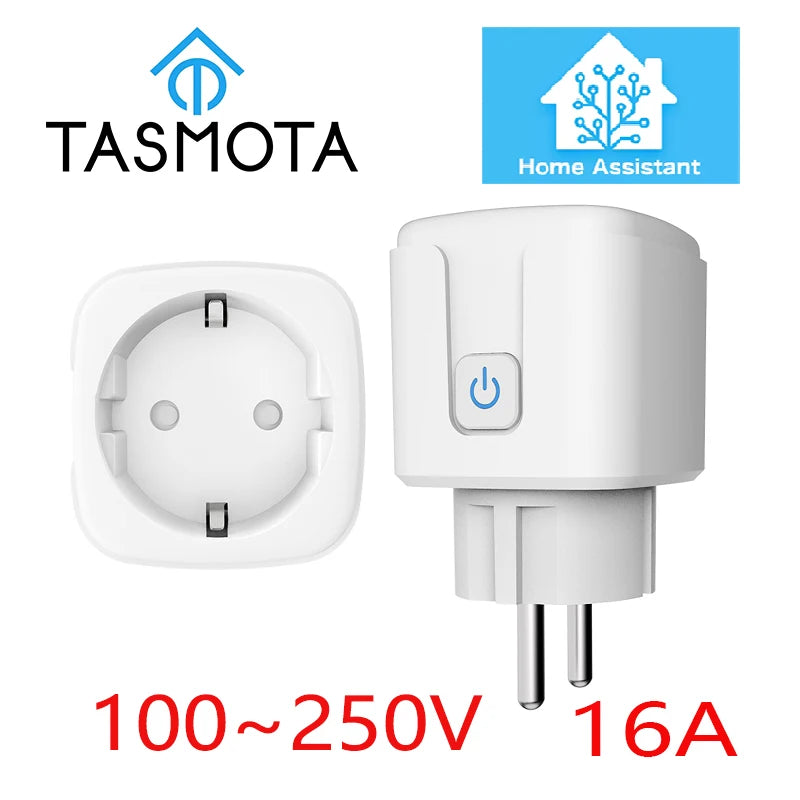 Pre Flashed TASMOTA EU Plug WIFI 16A Adapter Smart Socket Outlet with Power Monitor MQTT Works With Home Assistant ESP8285