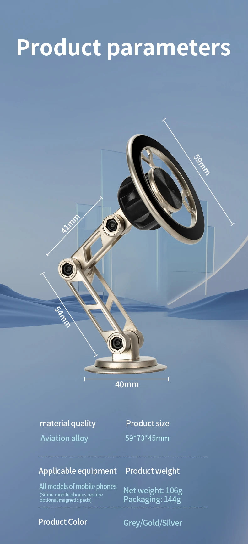 Universal metal magnetic mobile phone holder Foldable rotating mobile phone holder Dashboard windshield Car mobile phone holder