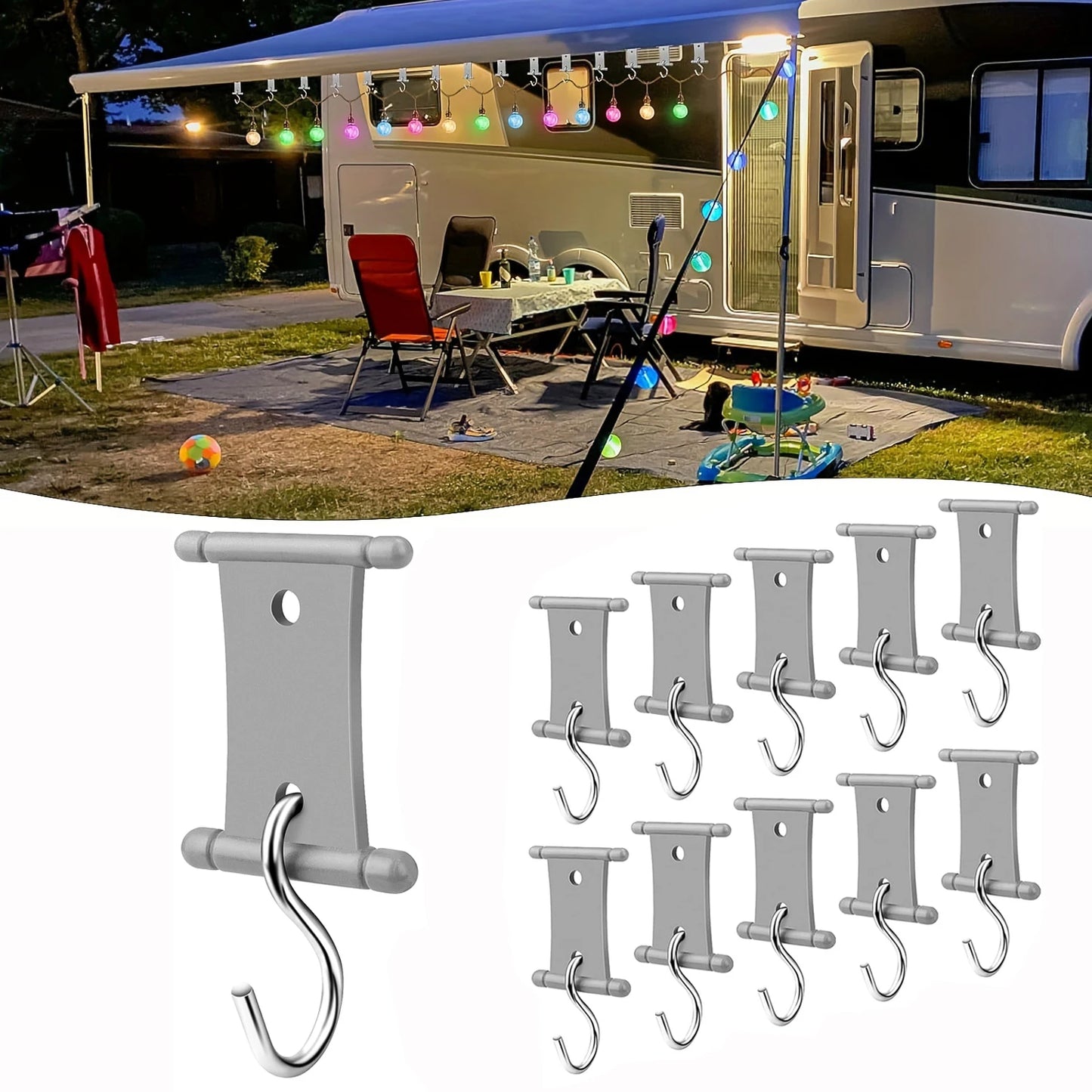 4/8Pcs S-Shaped Camping Awning Hooks Clips RV Tent Hangers Light Hangers For Caravan Camper Hooks Accessories Outdoor Supplies