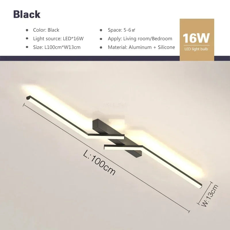 Modern LED Ceiling Light 60/80/100/120CM Living Dining Room Bedroom Lamps Lanterns Scandinavian Simple Lines Ceiling Lighting