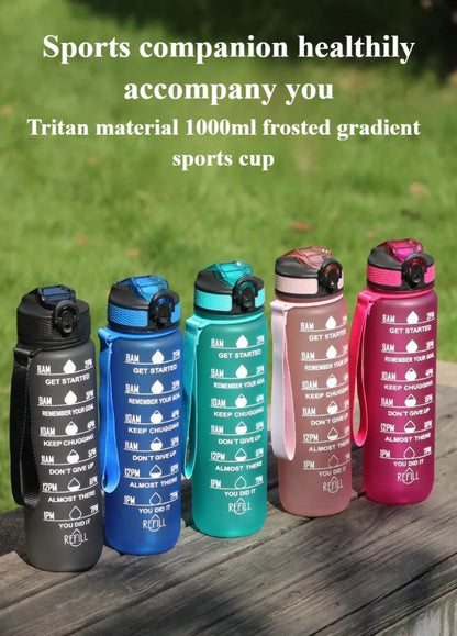 1L 1000ml Water Bottle Liter Stay Hydrated  Material Plastic Sport Bottle Reminder Times Sports Outdoor Fitness Office Running