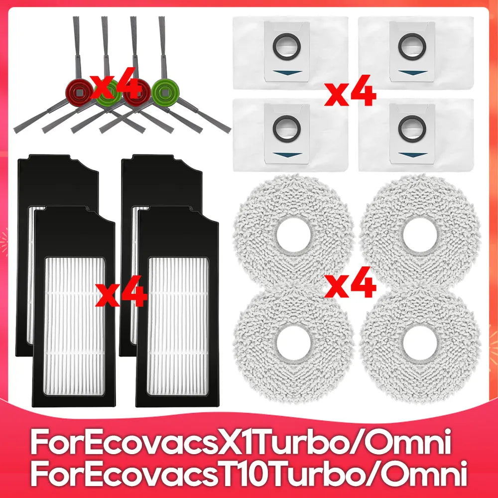 Compatible For ( Ecovacs X1 Turbo, X1 Omni, T10 Turbo, T10 Omni ) Main Side Brush Filter Mop Dust Bag Robot Vacuums Accessory