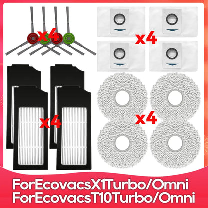 Compatible For ( Ecovacs X1 Turbo, X1 Omni, T10 Turbo, T10 Omni ) Main Side Brush Filter Mop Dust Bag Robot Vacuums Accessory